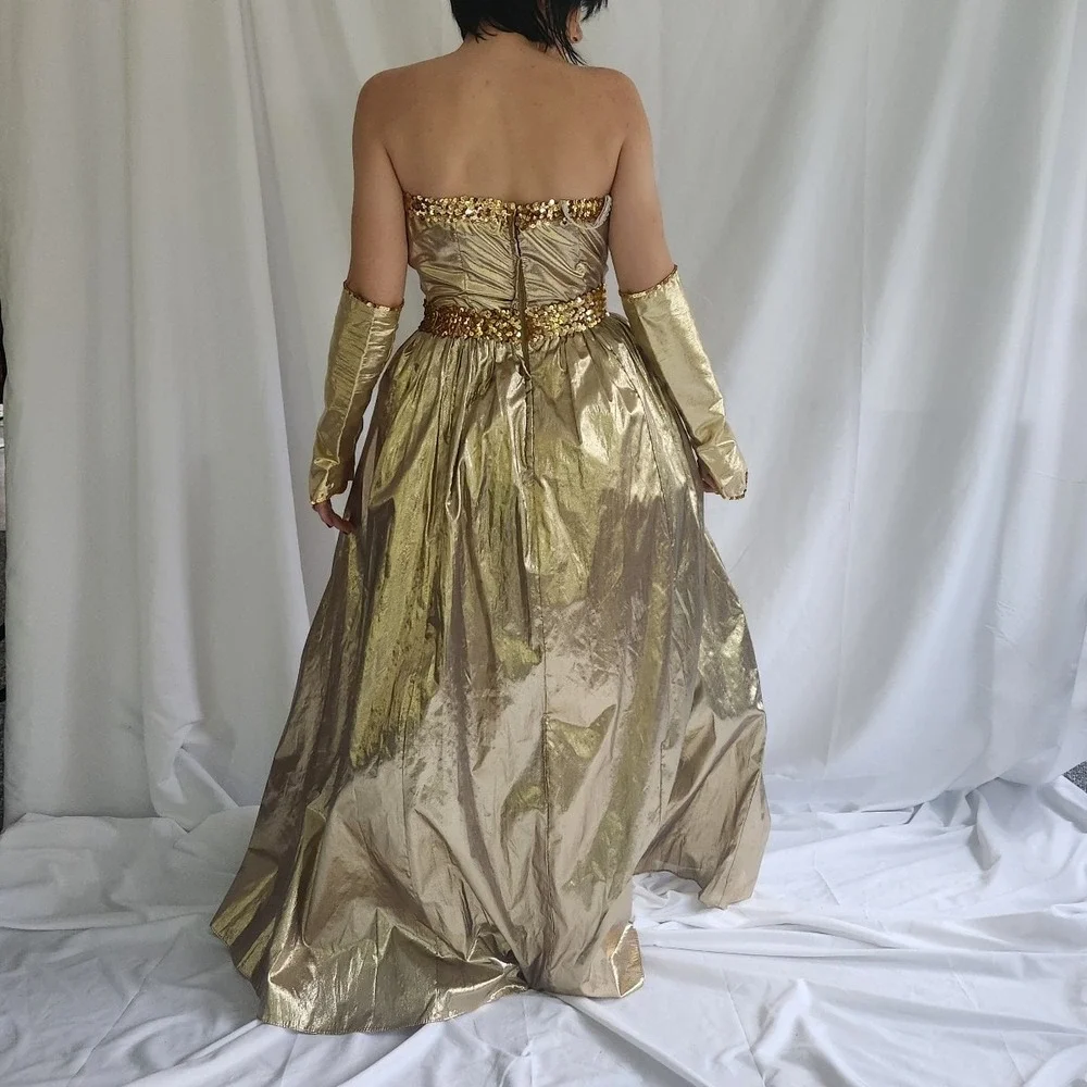 70s/80s‎ Gold Strapless Gown - Picture 4 of 5